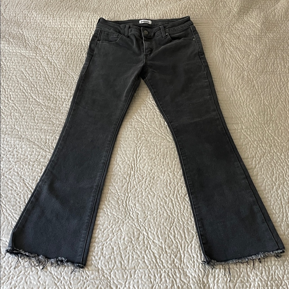 RSQ Girls Low Rise Flare Stretch Black Washed Denim Youth 12